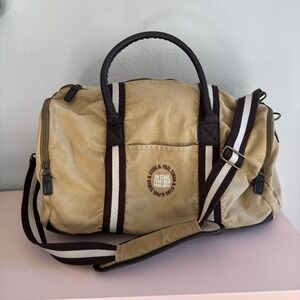 Sting & Paul Simon On Stage Together 2014 Canvas & Leather Bag Camel w Red Plaid